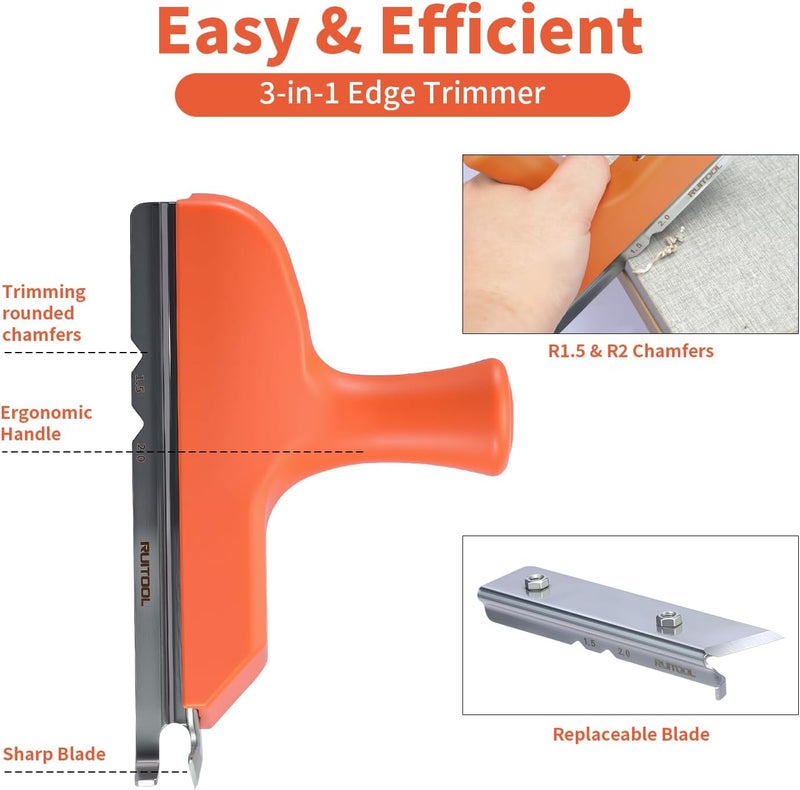 RUITOOL Edge Banding Trimmer with Sharp Stainless Steel Blades and Ergonomic Grip, Suitable for Veneer, PVC, and ABS on Straight, Curved, and Chamfered Edges - Image 2